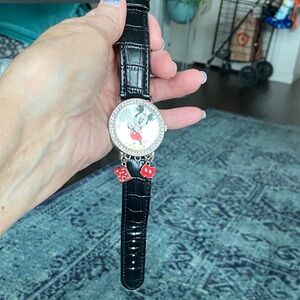 Disney Mickey Mouse watch w/ crystals and hanging charms.